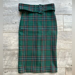 Zara Green Black Midi Pencil Skirt Work